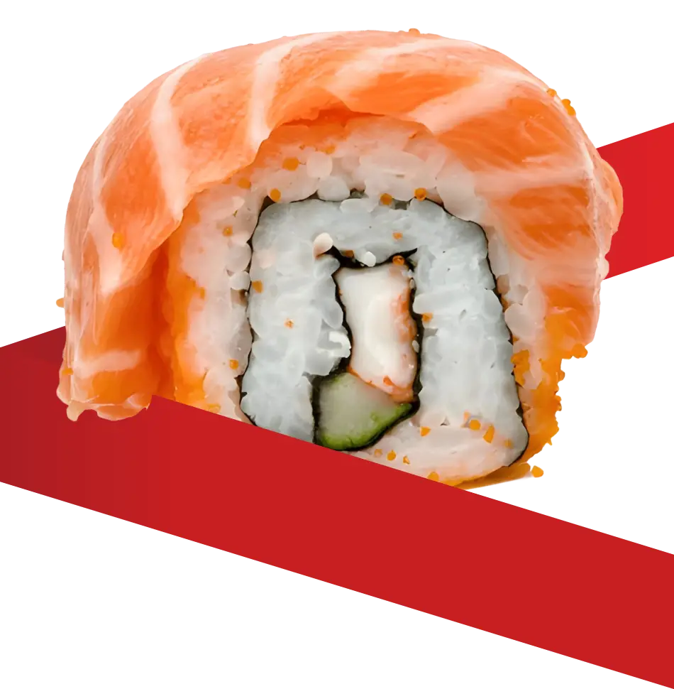 Close-up of a freshly made IRO Sushi roll