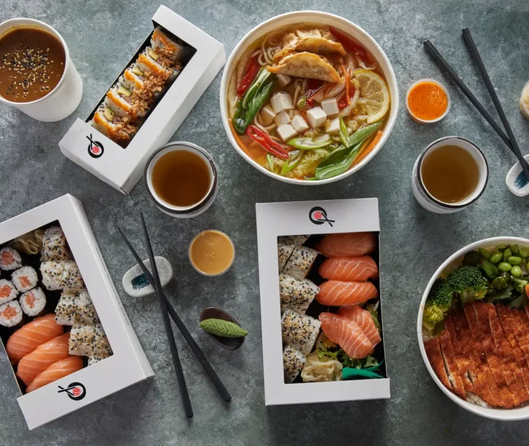 IRO Sushi platters of rolls and Japanese dishes ready to share